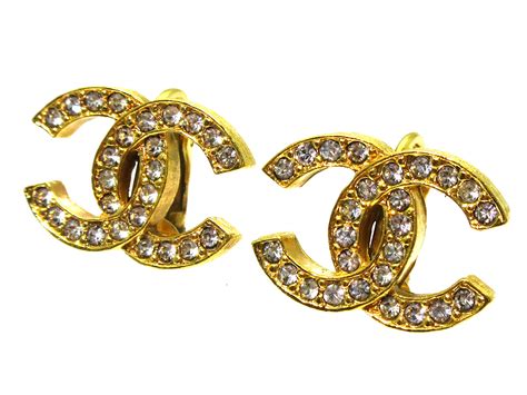 chanel vintage earrings clip|authentic Chanel cc logo earrings.